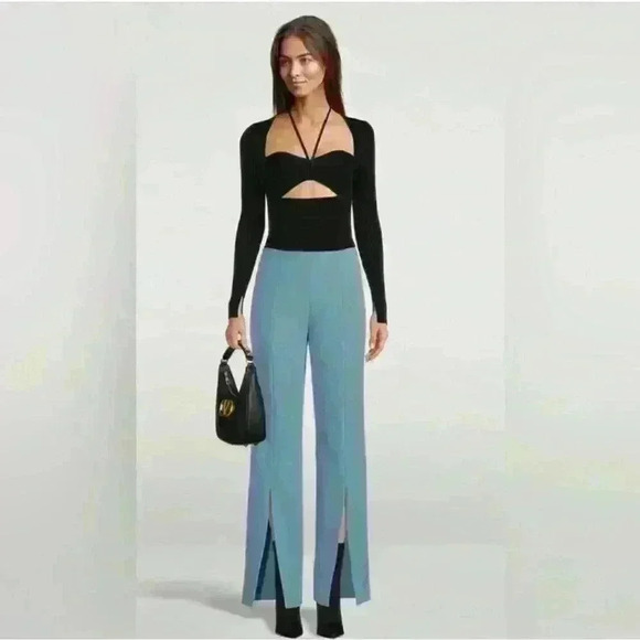 Jonathan Simkhai Chase Straight High-Rise Celeste Blue Pants Size Xtra-Small - Picture 1 of 11